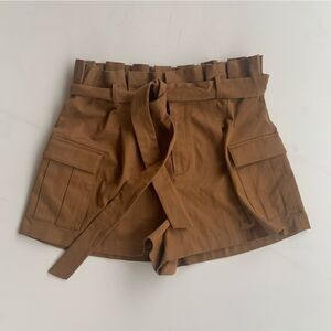 Alice + Olivia Women Shorts 10 Brown Laurine Paperbag Cargo Belted High Rise